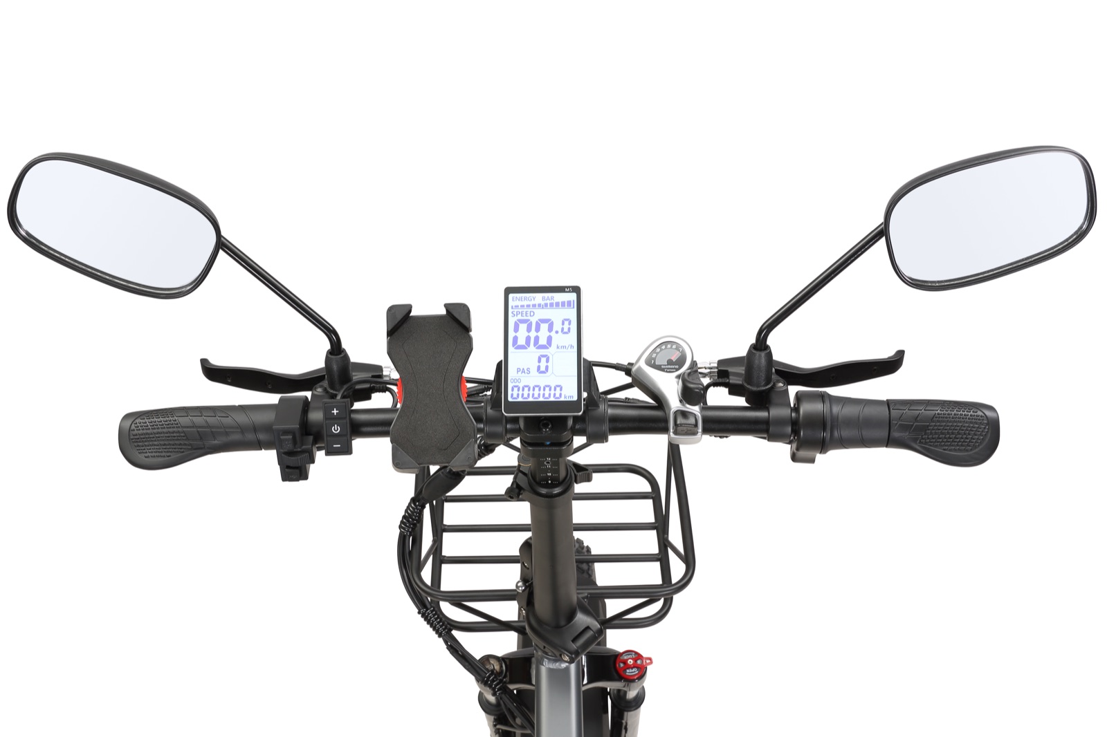 SINOHON e-bike handlebar display showing battery level and pedal-assist information